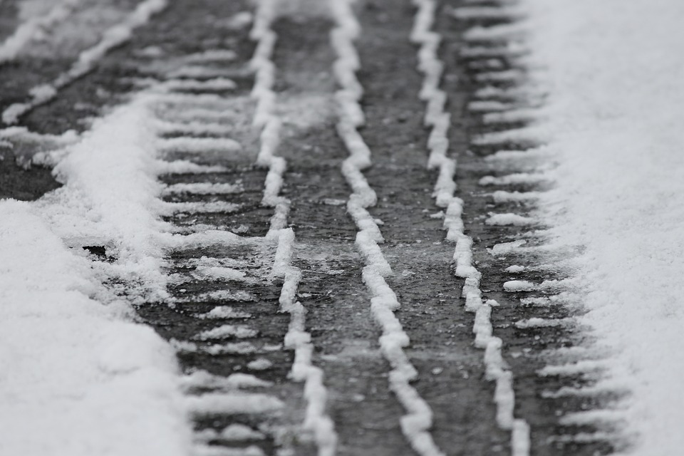 Tire marks in snow