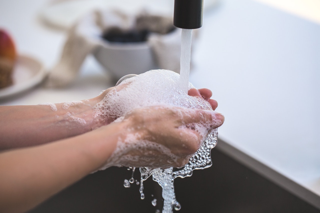 Person washing hands