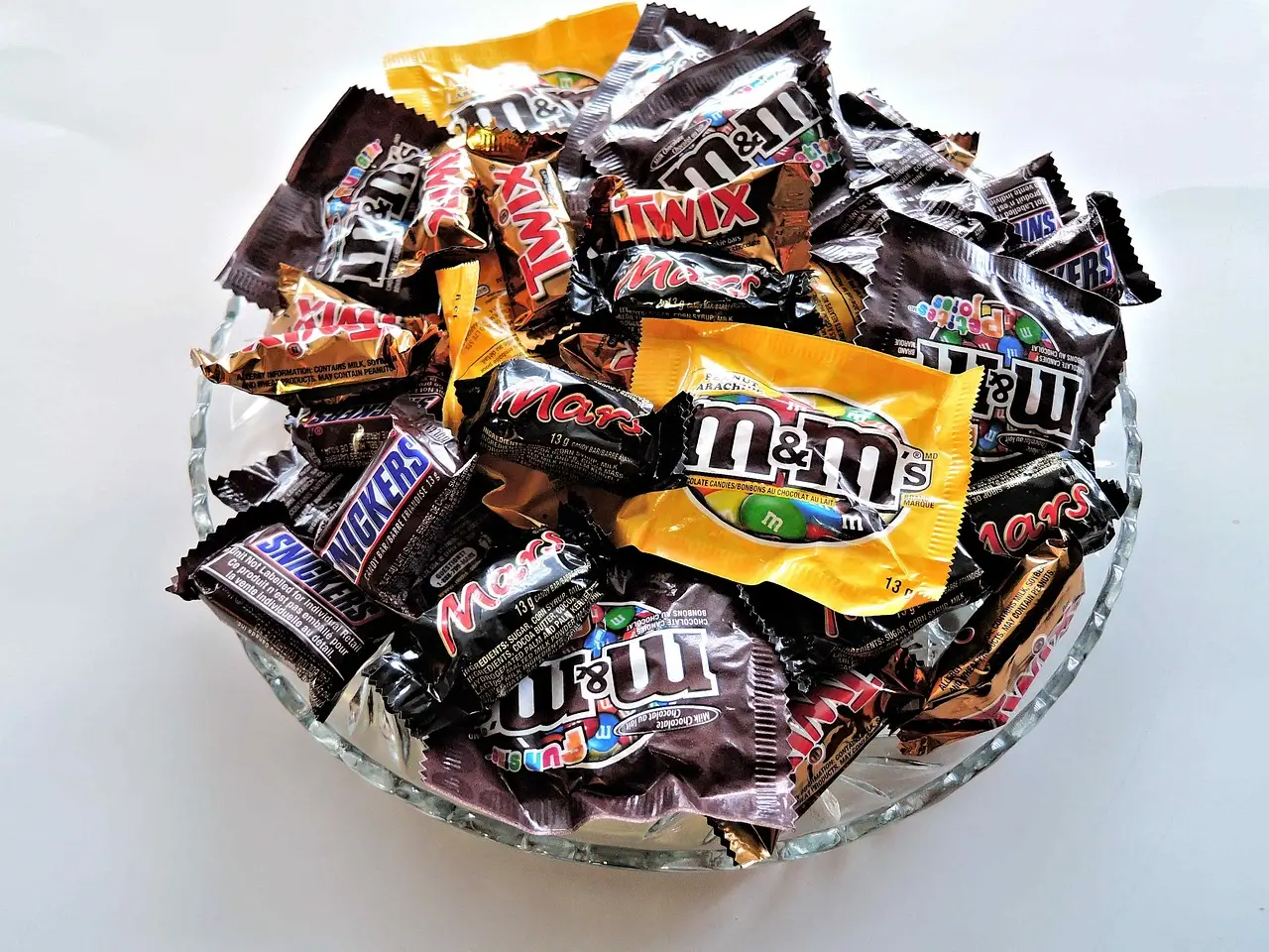 halloween-candy-1014629_1280 Pre-wrapped halloween candy in a bowl.